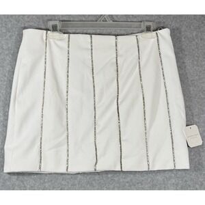 Altar'd State‎ Mini Skirt Women's Size XL White Lined Faux Diamonds NWT